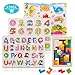 4 Pack Toddler Puzzles, Ezire Wooden Peg Puzzles for Kids - Numbers Puzzle, Alphabet Puzzle, Sea Creatures Puzzle, Tetris Puzzles Toy Perfect Pegged Puzzle for Baby Learning