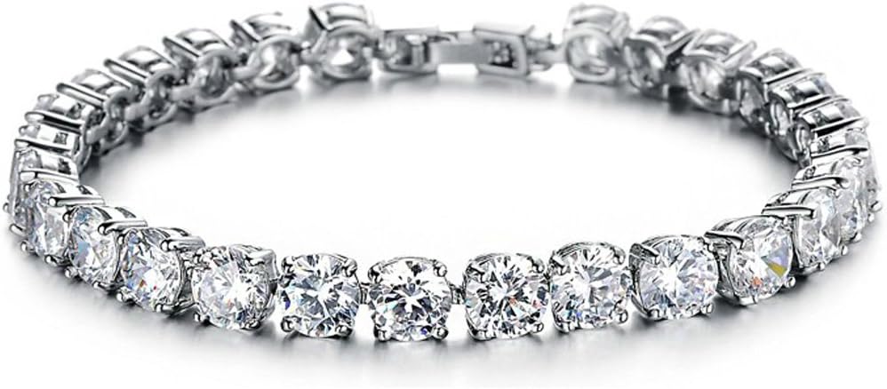 CZ Luxxe Jewelry White Sapphire Cubic Zirconia Tennis Bracelet 18K White Gold Plated