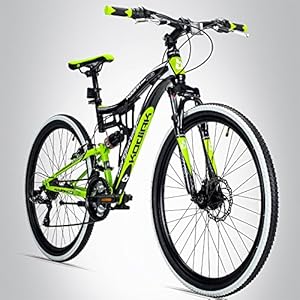 Bergsteiger Kodiak 26 Zoll Mountainbike, geeignet ab 150 cm, Scheibenbremse, Shimano 21 Gang-Schaltung, Vollfederung…