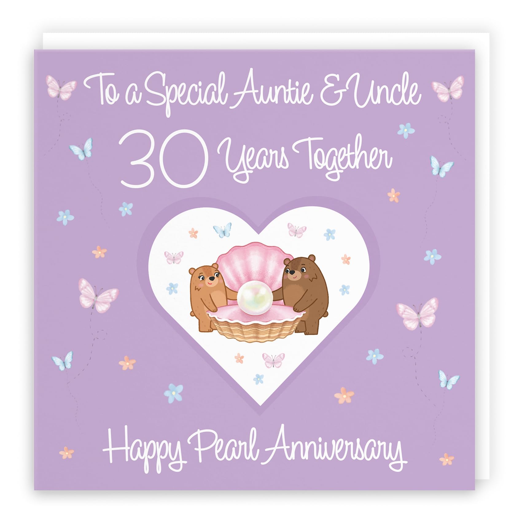 Hunts England - Auntie & Uncle 30th Anniversary Card - 30 Years - Pearl Anniversary - Romantic Meadows - Fun Card - 30th Anniversary Card For Auntie And Uncle — image 1