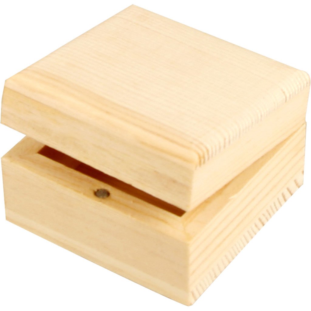 Creativ 576290 1-Piece Wooden Small Square Jewellery Box with Magnetic Clasp
