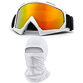immoono Dirt Bike Motorcycle Goggles with Balaclava Face Cover, Motocross Riding Offroad Glasses for Men Women with Face Mask