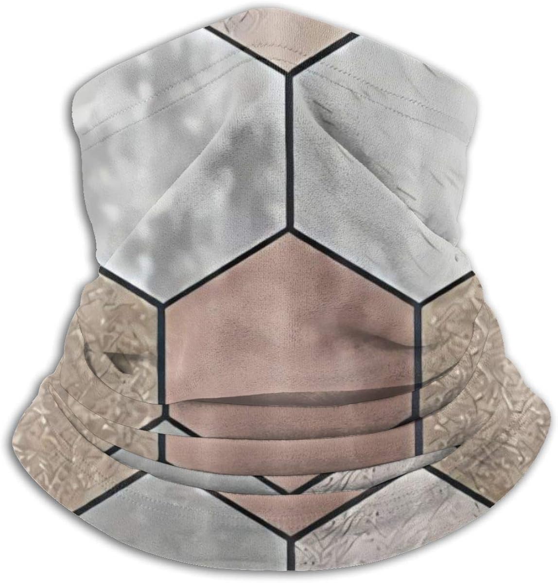Neck Cover Bandanas Single Pack Printed Unisex Headband Head Wrap Magic Scarf, Rose Gold Marble Texture Geometry