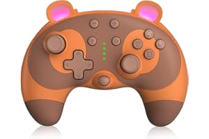 PowerLead Switch Controller - Cute Raccoon Animal Wireless Switch Controller for Switch Lite/OLED/PC, Switch Pro Controller Remote Gamepad Joystick with Turbo/Motion Control/Wake-up, Vibration
