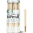 ViProll Pre Rolled Cones 1 1/4 Size 50 Pack, Natural Unbleached Cones Rolling Papers with W-shaped Tips, Slow & Even Burning Preroll Cones Packing Tubes Included for Party Gift (84mm)