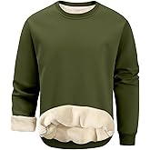 Gihuo Mens Fleece Crewneck Sweatshirts Sherpa Lined Pullover Winter Warm Shirt