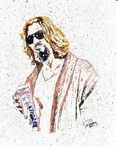 HAND DRAWN Artist Watercolor Original 8" x 10" PRINT of Jeff Bridges as the Big Lebowski!! Available in 8X10, 11x14, and 20x30 Prints as well!! Great Gift Idea!