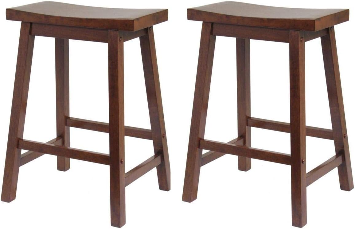 Best 24-Inch Bar Stool Set Of 2 Wood Saddle