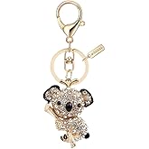Bling Crystal Big Koala Bear Charm Pendant Keychain Key Ring With Velvet Bag MZ805-1 Golden