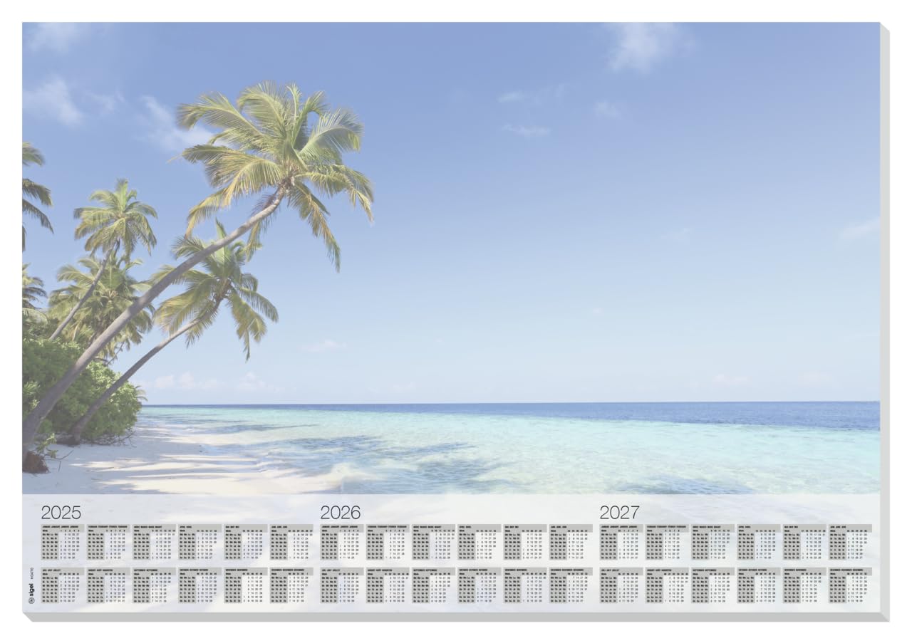 SIGEL HO470 Paper Desk Pad, with 3-year calendar, A2 (59.5 x 41 cm), design beach, 80gsm, 30 sheets