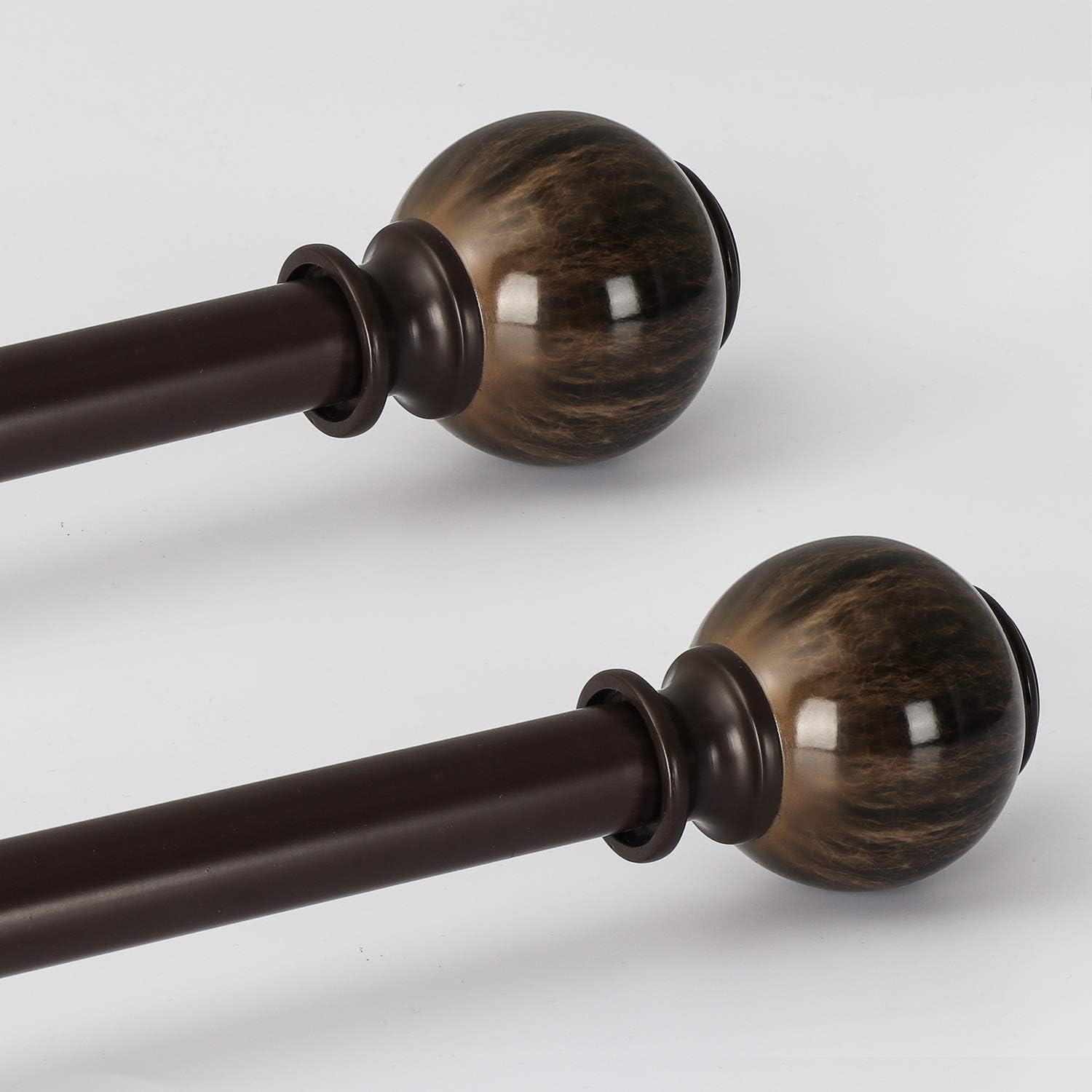 Oneach 2 Pack 48''-84'' Adjustable Curtain Rod 1'' Brown Extendable Metal Single Window Rod for Curatins with Decorative Imitation Marble Resin Twisting Finials Drapery Treatment Window Rods: Home Improvement