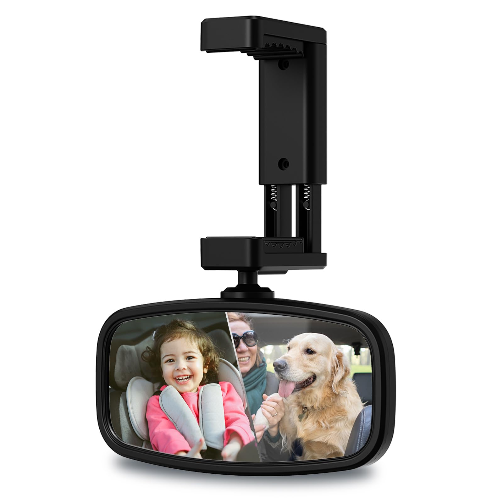 Baby Car Mirror, Car Mirror Baby Rear View, 360° Rotatable car Baby Mirror, Spring-loaded Mounting, Glass Mirror, Baby Rear View Mirror for Rear Seat Safety(12.9 * 6.5cm)