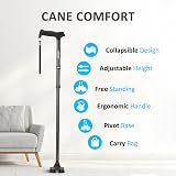 Rehand Foldable Quad Walking Cane Black Adjustable Height 78-96 cm view 2