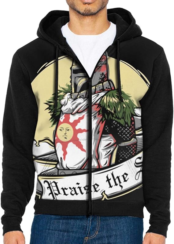 Amazon Co Jp ダークソウル 太陽の戦士ソラール 2 ファッション メンズ ジャケット パーカー ジッパー T シャツ長袖春秋冬のコートは通勤 通学 運動メンズ コート カンガルー ポケットを印刷します 服 ファッション小物