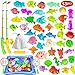 Fishing Game for Kids - Magnetic Fishing Toy for Toddlers, 53 PCS Plastic Floating Fishing Bath Toys Set for Kids Bath Time, Learning and Education Toys for Children