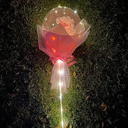 3 Packs LED Luminous Balloon Rose Bouquet, Mother's Day Balloons