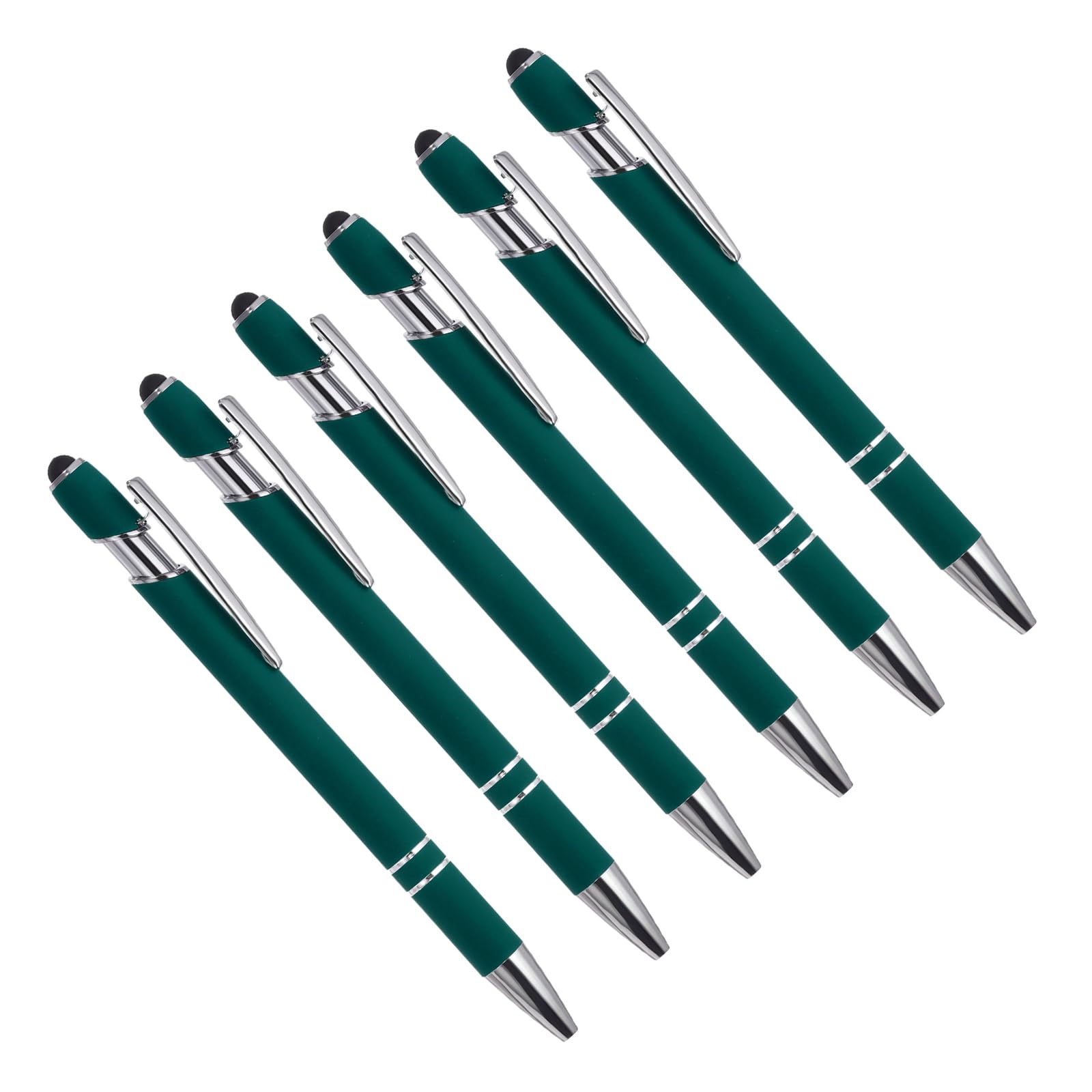 YOKIVE 6 Pcs Ballpoint Pen with Stylus Tip, 2 in 1 Black Ink Metal Stylus Pen 1.0mm Medium Point Style 1, Great for Touch Screens, Office (Dark Green)