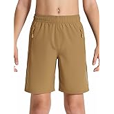 DEVOROPA Boys Athletic Shorts Lightweight Quick Dry Hiking Cargo Shorts with Zipper Pockets for Outdoor Running