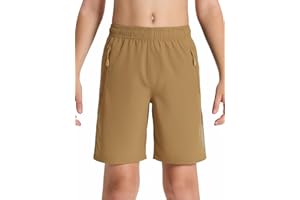 DEVOROPA Boys Athletic Shorts Lightweight Quick Dry Hiking Cargo Shorts with Zipper Pockets for Outdoor Running