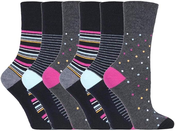 NEW 6 Pairs Ladies Gentle Grip No Elastic Socks 48 uk, 3742 eur (48