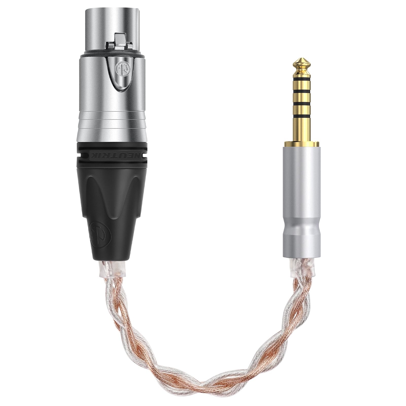 GEEKRIA 4-Pin XLR Balanced Male to 4.4mm Balanced Male Audio Adapter Cable, OCC Copper Silver Plated Upgrade Audio Conversion Cord, Compatible with Amplifiers, Microphones (20cm/8'')