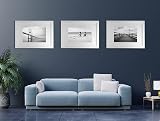 YiPinYin A3 Gallery Photo Frames Set of 3 with Mount for A4 Wooden Grain view 5