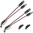 MOOKEERF 2PCS 1FT Solar Panel to SAE Adapter Cable - 10AWG SAE Connector Extension Cable for RV Solar Panel Caravan Battery Charger Kit with SAE Polarity Reverse Adapter