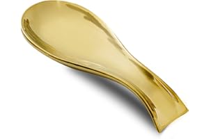 Spoon Rest for Kitchen Counter and Stove Top, Hasense Porcelain Spoon Holder for Ladle Spatula and Tong, Large Cooking Utensil Rest for Home Kitchen and Coffee Bar Decoration, Gold