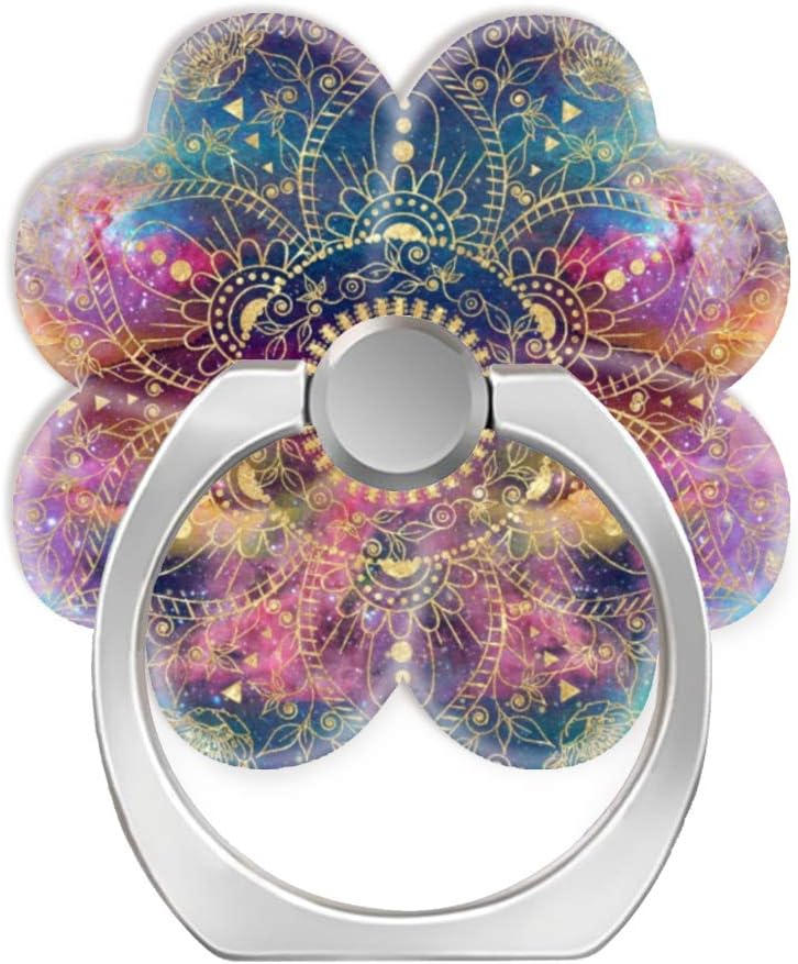 Cell Phone Ring Holder Cellphone Finger Stand,360 Degree Rotation Work for Smartphone-Gold Watercolor and Nebula Mandala