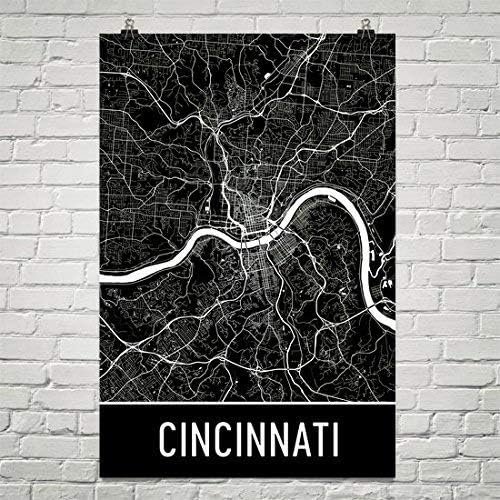 Amazon Com Cincinnati Poster Cincinnati Art Print Cincinnati Wall Art Cincinnati Map Cincinnati City Map Cincinnati Ohio City Map Art Cincinnati Gift Cincinnati Decor 12 X 18 Black And White Posters Prints