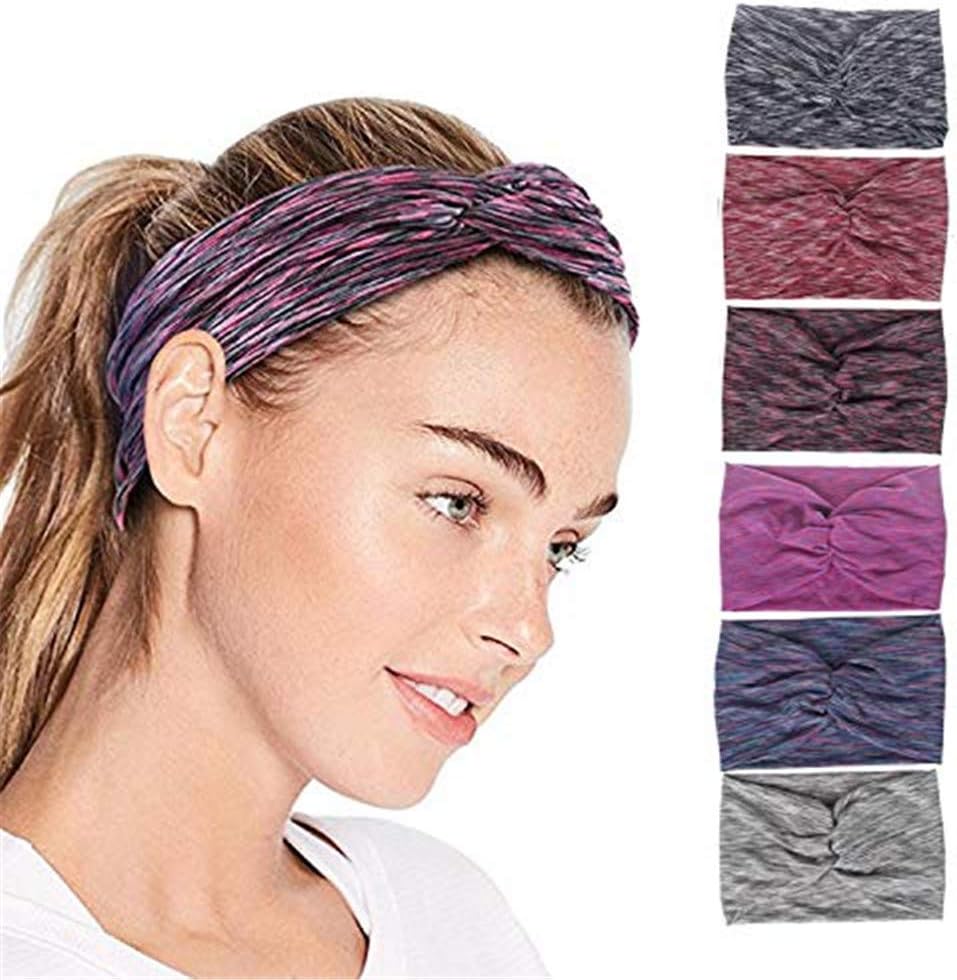 QIMOSHI6 Packs Headbands for Women Workout Hair Fashion Bands Great for Sports, Yoga, Pilates, Running, Gym, Workouts, Baseball, Casual Wear