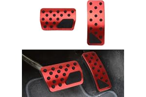 sportuli Anti-Slip Aluminum Alloy Pedal Covers Kit Replace for 2011-2021 Jeep Grand Cherokee and Dodge Durango, No Drilling Performance Brake and Accelerator Foot Pads (Red)