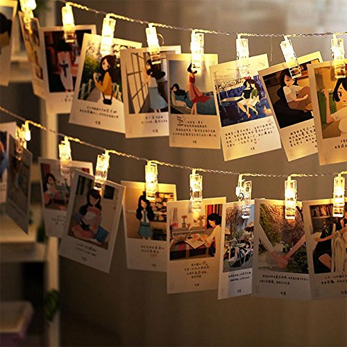 Lavince LED Photo Clips String Lights - 40 Photo Clips for Hanging Photos Cards Artwork for Indoor/Outdoor Bedroom Patio Parties Wedding Indoor Outdoor Marriage proposal Dorm Room(Warm White)