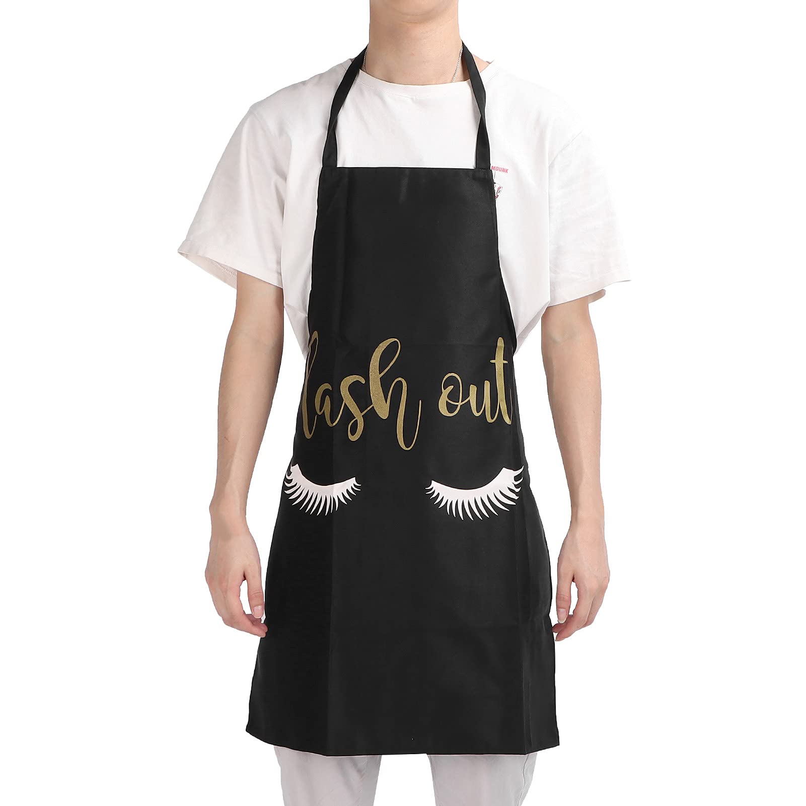 Eyelash Artist Apron, Breathable Cotton Apron,Washable and Adjustable Bib Apron, for Kitchen Beauty Salon (Black)