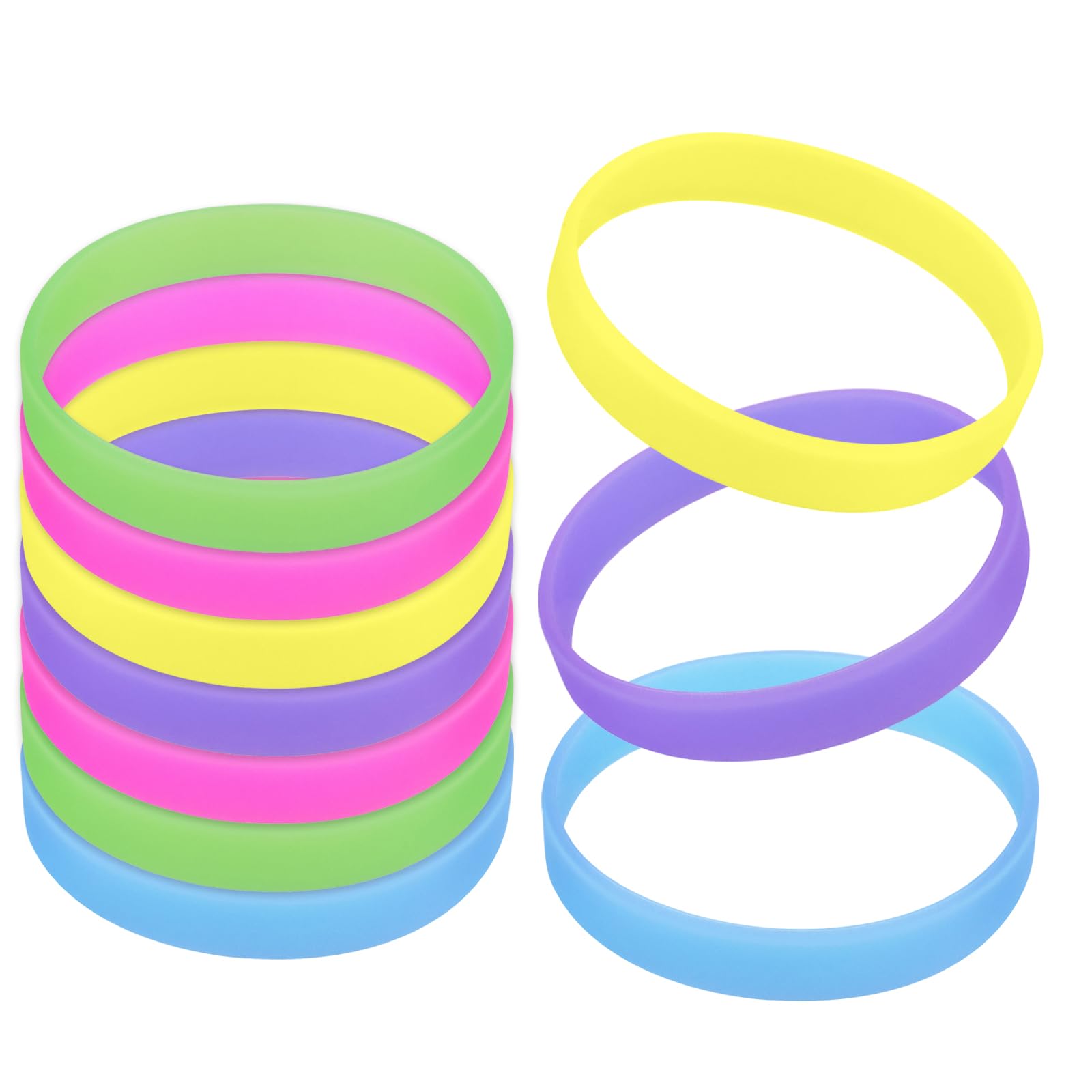 GOGO 10 PCS Glow-In-The-Dark Silicone Wristbands for Big Game, Rubber Bracelets, Party Favors