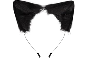 QinRuan Cat Fox Faux Fur Ears Headband Cute Halloween Fancy Dress Cosplay Handmade Animal Furry Ears Hair Hoop