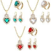 HOBBIESAY Rhinestone Necklace Dangle Earrings Jewelry Set Crystal Pendant Necklace Earrings Ring Set for Women Royal Elegant Bridal Jewelry Sets Gift for Girlfriend Wedding Holiday