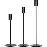 zeochyni Black Candlestick Holders Set of 3, Decor Taper Candle Holder for Wedding, Dinning, Party,Fits 3/4 Inch Thick Candle