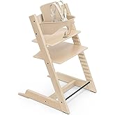 Stokke Tripp Trapp High Chair + Baby Set + Harness, Natural | Includes Chair, Baby Set, Removable Harness for Children 6-36 Months, Adjustable, Ergonomic &amp; Easy to Clean, Baby Essentials