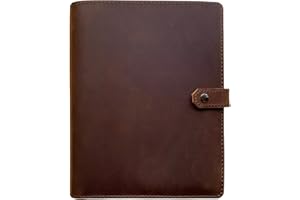 FAN&RAN Genuine Leather Binder Portfolio, 6 Ring Binder Organizer with Inner Pockets and Pen Holder, A5