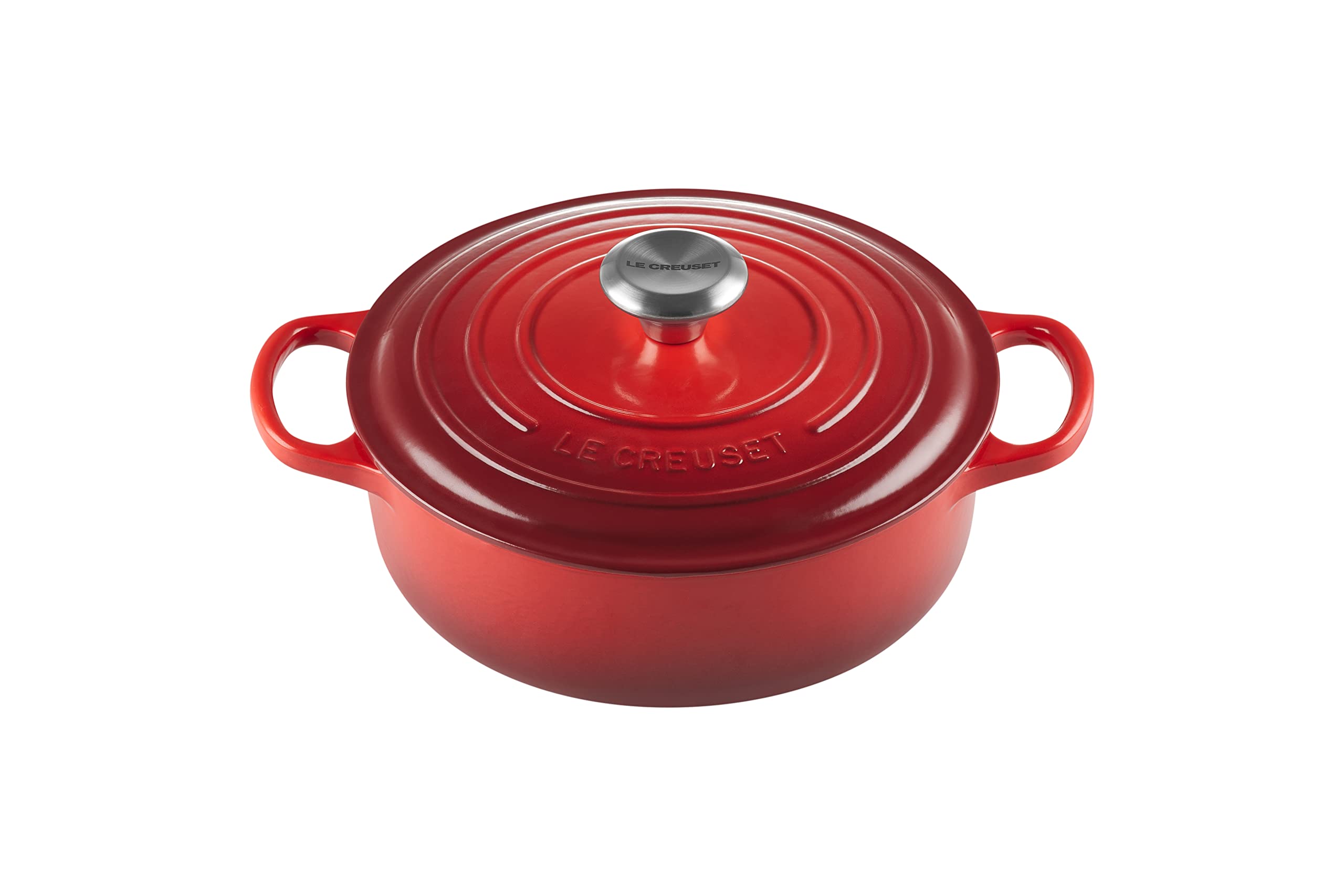 Le Creuset Enameled Cast Iron Round Wide Dutch Oven, 3.5 qt., Cerise