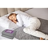 Lynmark® 2X Toddler Potty Training Bed Pads - Soft Waterproof Bedwetting Pee Protector Mat for Kids - Multi-Layer Non-Slip Washable Incontinence Mattress Sheet Absorbs Up to 2000ml - 33" x 27", Grey