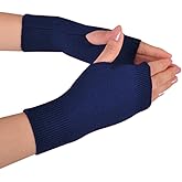 Novawo Wool Blend Fingerless Gloves Soft Arm Warmers Flexible Typing Gloves