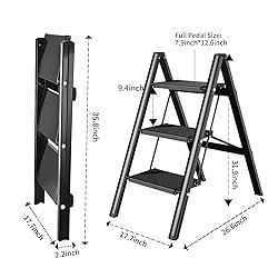 SOLADDER Step Ladder 3 Step Folding, Small Step