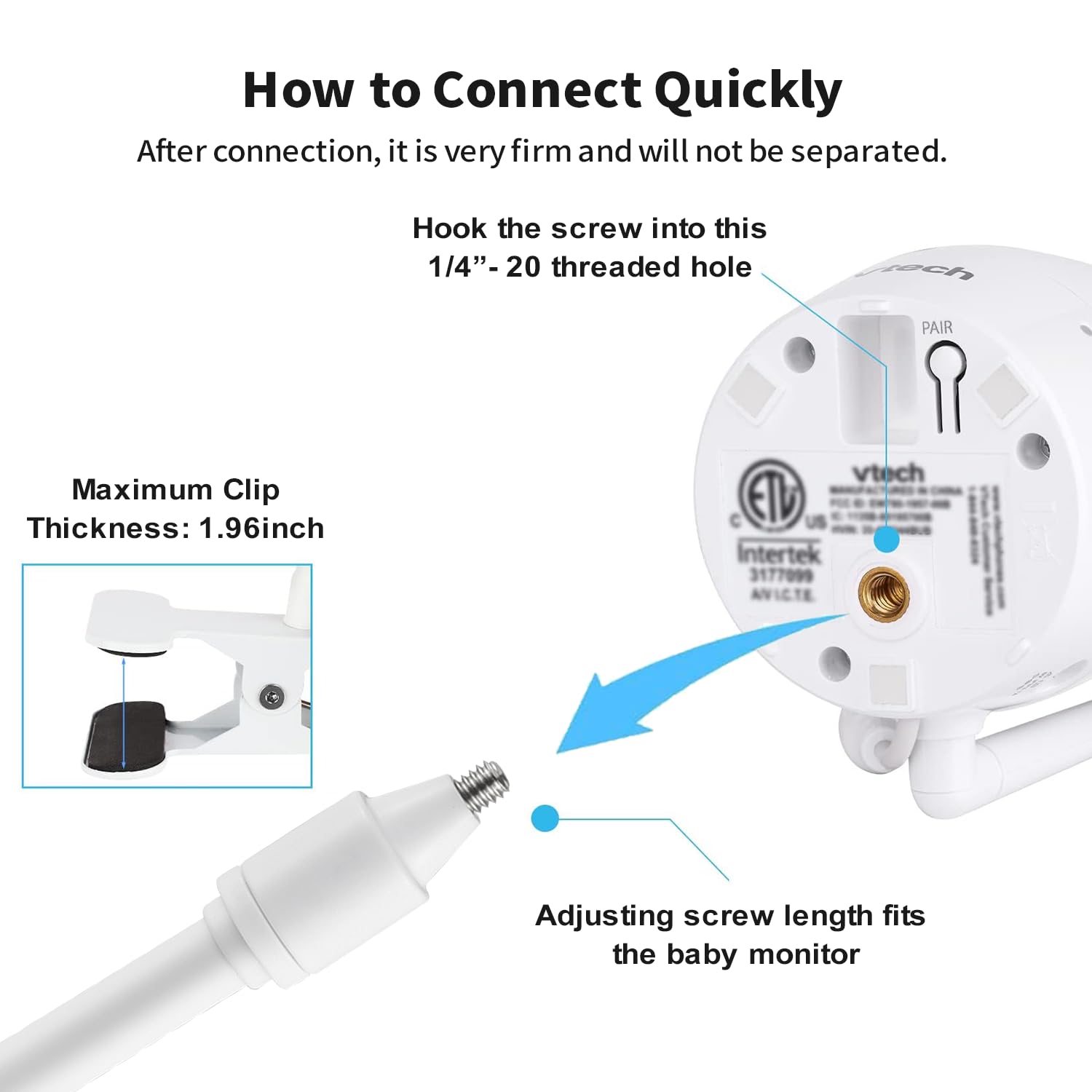 Babyphone Halterung für HelloBaby HB65/HB6339/HB66/HB6550/HB248/HB6558/HB40, Flexible Baby Kamera Holder für VTimes VT302, 360° Babyfone Baby Monitor Mount, Kompatible mit HelloBaby Babyphone 4