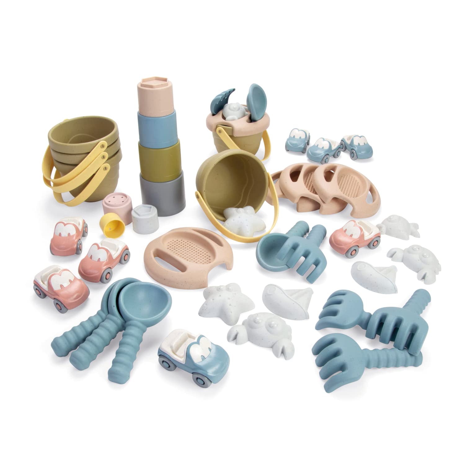 Dantoy 6970 - Tiny Bio Assortment of Sand and Beach Toys 43 parts - made of 90% sugarcane