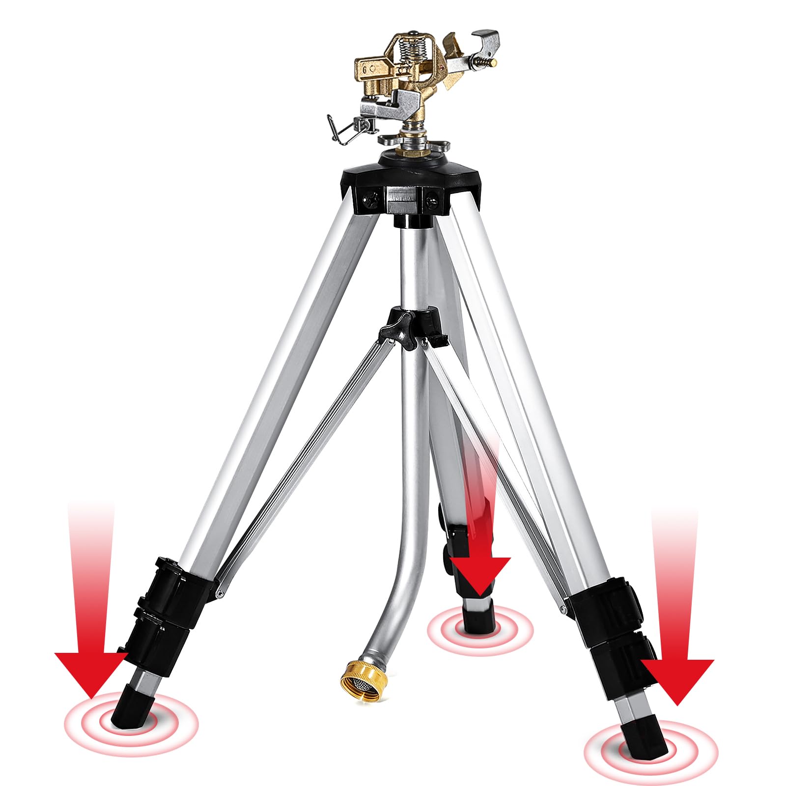 Photo 1 of YAMATIC Impact Sprinkler on Tripod Base, 360 Degree Large Area, Heavy Duty Adjustable Pulsator Sprinkler for Lawn Yard and Grass, Spray up to 20-90ft(36inch) Brass Head, 1Pcs