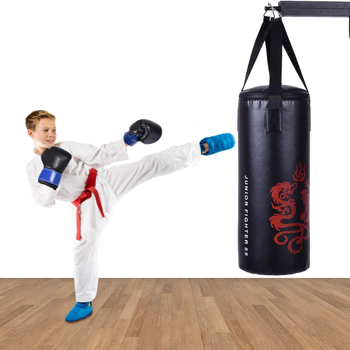 GYMAX Kids Punching Bag Set Heavy Bag Set w/ Punch Bag, Gloves, Jump Rope, Mount Hook Hanger, Punching Bag Boxing Gloves for Kids: Toys & Games