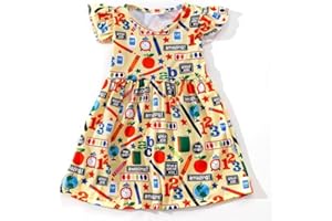 DACSOIT Toddler Girl Dress Back to School Pencil School Bus Print Dress Summer Outfits 3-8T