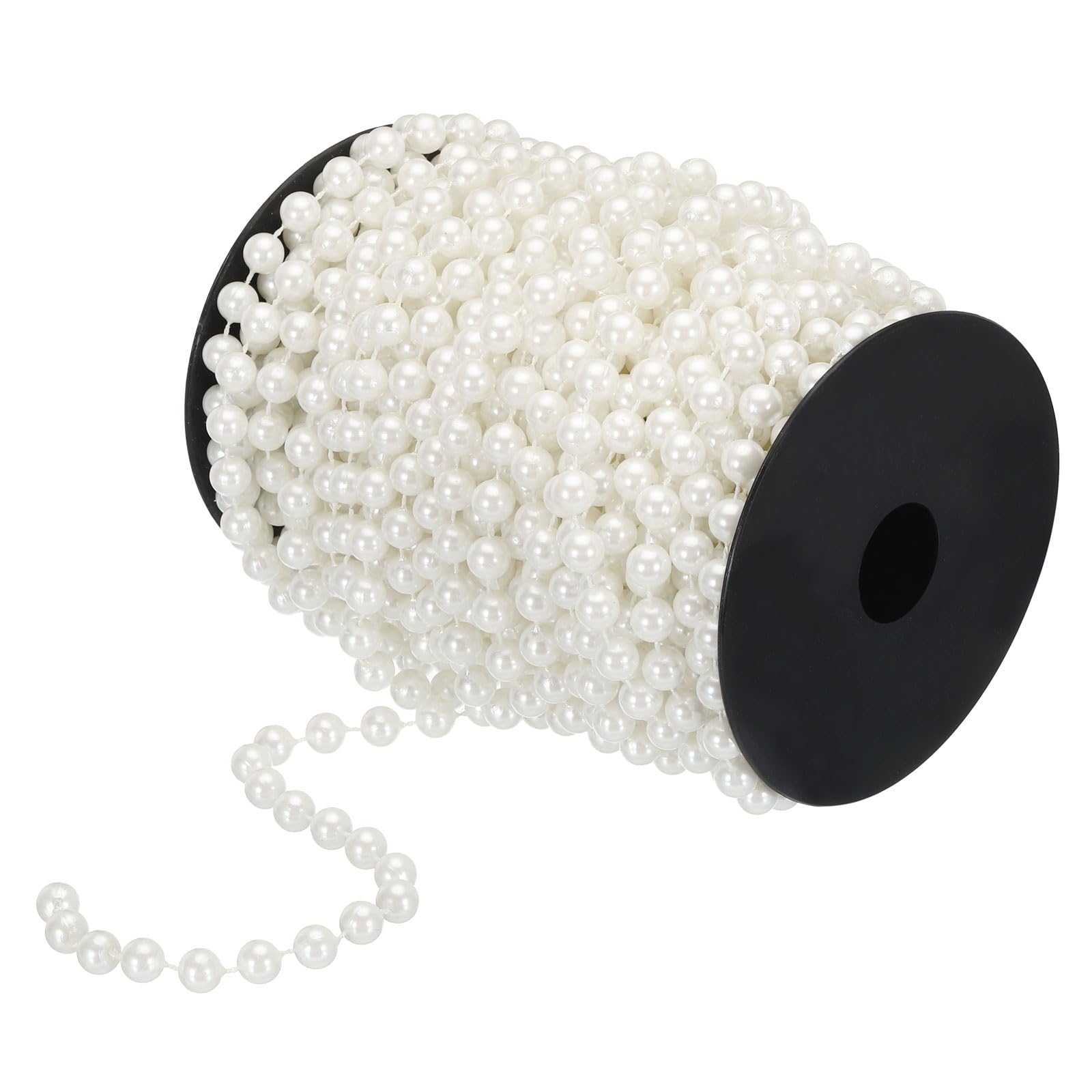 YOKIVE White Pearl Wired Garland, 65.6Ft Exquisite Artificial Pearls Strands 8mm OD Faux Pearl Beads Garland for Wedding Party Decoration DIY Crafts